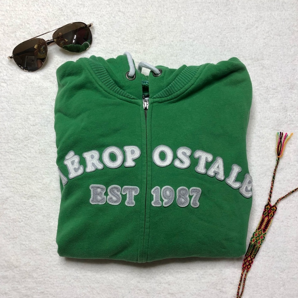 Aeropostale Hooded Green Jacket - Size Small